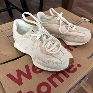 New Balance Cream and Tan Kids Sneakers